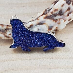 Titanium Coated Quartz Druzy Seal Pendant